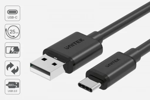 Unitek Cable USB-C - USB-A 2.0; 1.5m; M/M; C14067BK - Image 2