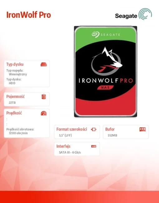 Seagate Drive IronWolf Pro 22TB SATA ST22000NT001 - Image 2