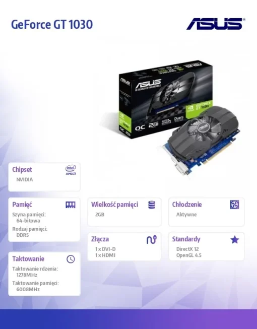 Asus видео карта GeForce GT 1030 OC 2GB GDDR5 64BIT HDMI/DVI - Image 4