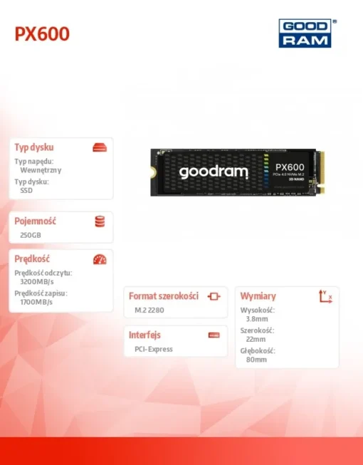 GOODRAM SSD PX600 250GB M.2 PCIe 4x4 NVMe 2280 - Image 5