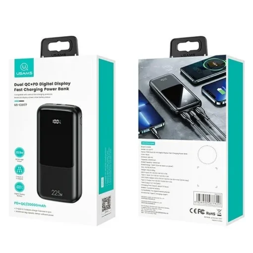 USAMS Powerbank 20000mAh PB58 22,5W PD + 2xUSB QC 3.0 - Image 2