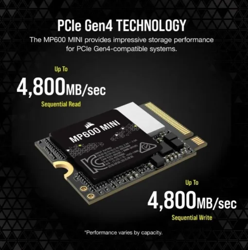 Corsair SSD диск 1TB MP600 MINI 4800/4800 MB/s PCIe Gen 4.0 x4 M.2 2230 - Image 3