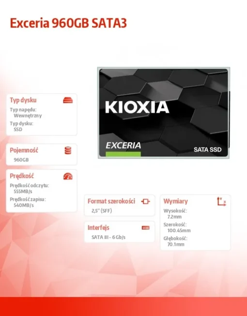 Kioxia SSD Exceria 960GB SATA3 550/540Mb/s - Image 2