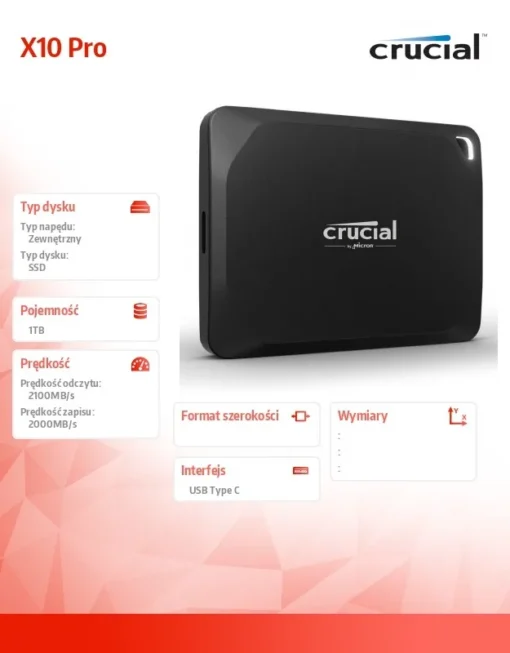 Crucial SSD drive X10 Pro 1TB USB-C 3.2 Gen2 2x2 - Image 4