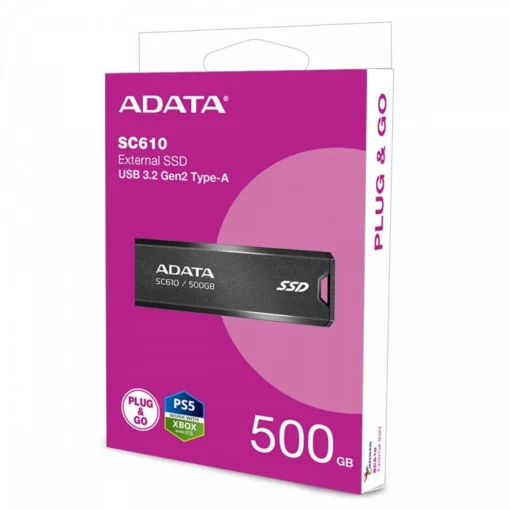 Adata външен SSD SC610 500G USB3.2A Gen2 Black - Image 3