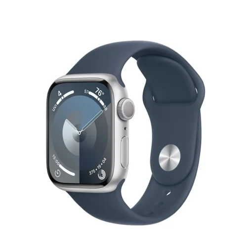 Apple Watch Series 9 GPS 41mm Silver Aluminium Case with Storm Blue Sport Band - S/M