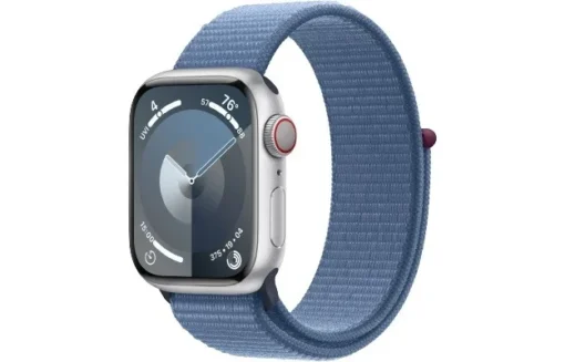 Apple Watch Series 9 GPS + Cellular 41mm Silver Aluminium Case with Winter Blue Sport Loop