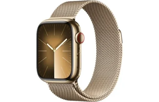 Apple Watch Series 9 GPS + Cellular 41mm Gold Stainless Steel Case with Gold Milanese Loop