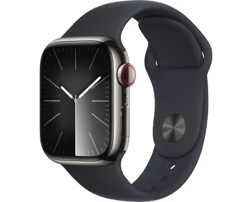 Apple Watch Series 9 GPS + Cellular 41mm Graphite Stainless Steel Case with Midnight Sport Band - S/M