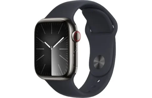 Apple Watch Series 9 GPS + Cellular 41mm Graphite Stainless Steel Case with Midnight Sport Band - S/M