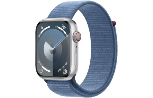 Apple Watch Series 9 GPS + Cellular 45mm Silver Aluminium Case with Winter Blue Sport Loop