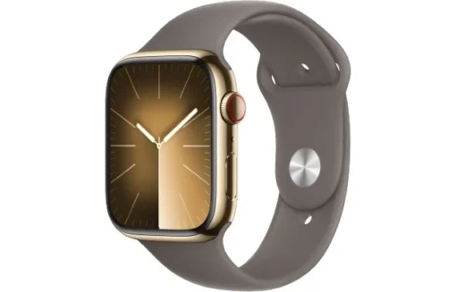 Apple Watch Series 9 GPS + Cellular 45mm Gold Stainless Steel Case with Clay Sport Band - M/L