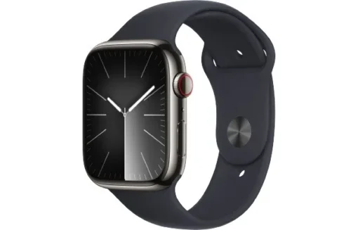 Apple Watch Series 9 GPS + Cellular 45mm Graphite Stainless Steel Case with Midnight Sport Band - S/M