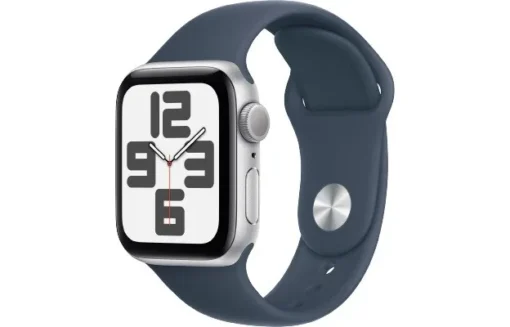 Apple Watch SE GPS 40mm Silver Aluminium Case with Storm Blue Sport Band - S/M