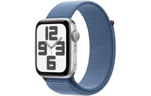 Apple Watch SE GPS 44mm Silver Aluminium Case with Winter Blue Sport Loop