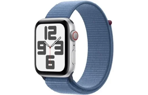 Apple Watch SE GPS + Cellular 44mm Silver Aluminium Case with Winter Blue Sport Loop