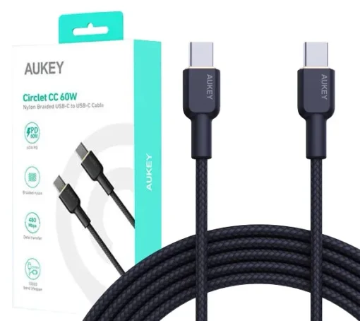 AUKEY AUKEY CB-NCC1 Nylon Cab le USB C - USB C 1m 3A