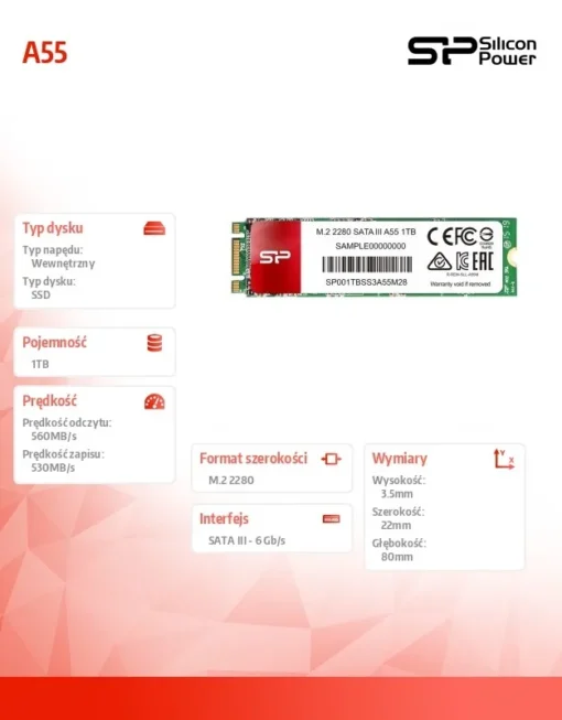 Silicon Power SSD SIP A55 1TB M.2 560/530 MB/s - Image 4