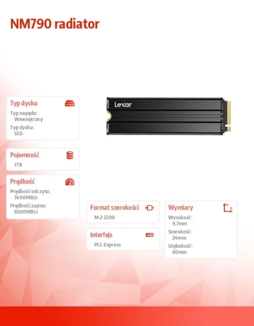 Lexar SSD drive NM790 1TB radiator PCIeGen4x4 7400/6500MB/s - Image 5