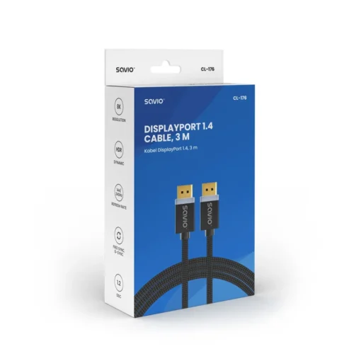 Savio Cable DP v1.4(M) CL-176, 3m - Image 3