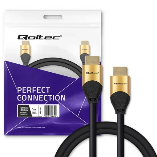 Qoltec HDMI v2.1 cable UHS 8K 60Hz 30AWG GOLD 1m - Image 4