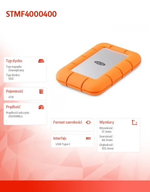 LaCie Mini Rugged 4TB USB 3.2 STMF4000400 SSD - Image 2