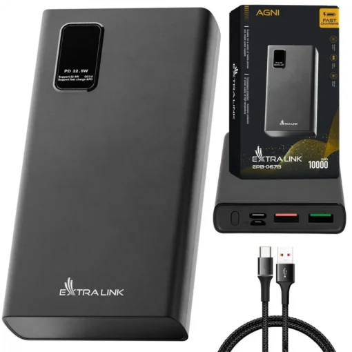 Extralink Powerbank EPB-067B USB-C EX.19485 black - Image 2