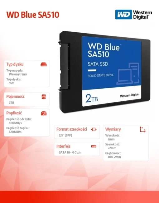 Western Digital SSD WD Blue SA510 drive 2TB 2,5 inches - Image 2