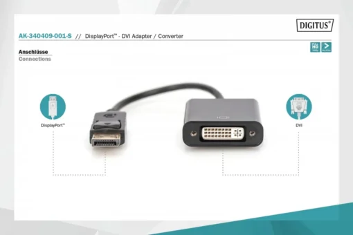 Digitus DP 1.1a Cable 0,15m DP/DVI-I(24+5) M/F - Image 5