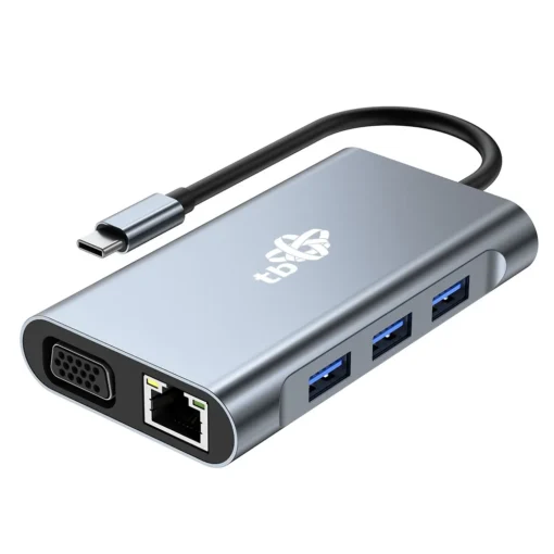 TB HUB 8in1 Adapter USB C HDMI x2 USB VGA RJ45 PD