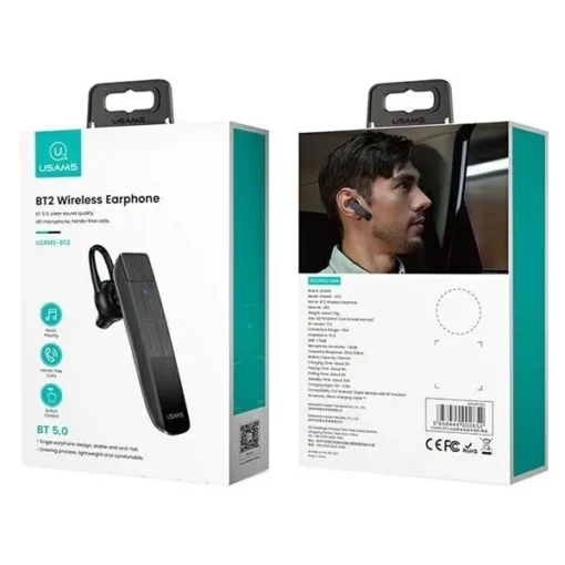 USAMS Bluetooth earphone 5.0 BT2 mono black - Image 2