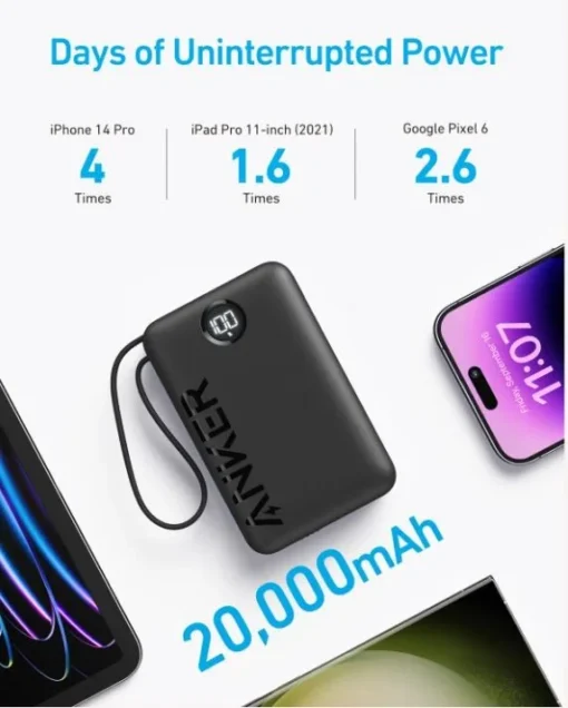 Anker Powerbank 335 20000 mAh 22.5W with USB-C cable - Image 3