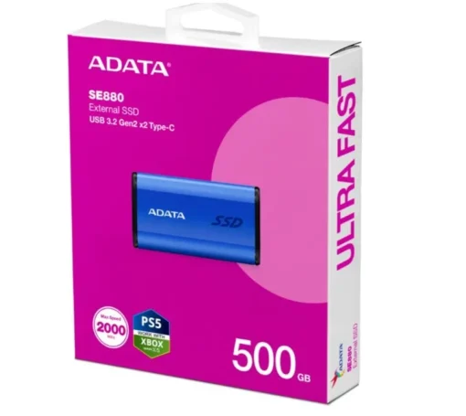 Adata външен SSD SE880 500 GB USB3.2A/C Gen2x2 Blue - Image 2