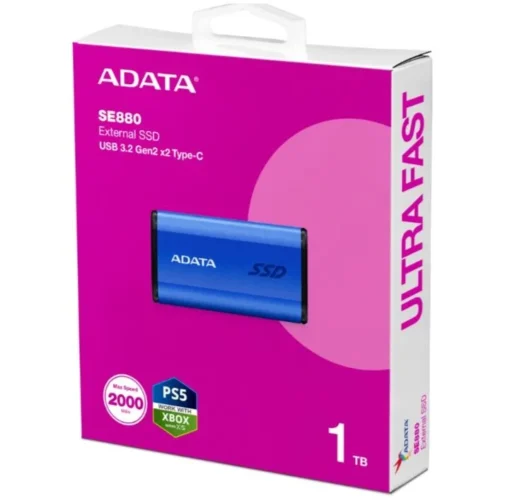 Adata външен SSD SE880 1TB USB3.2A/C Gen2x2 Blue - Image 2