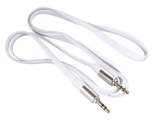 Maclean Cable 3.5mm jack flat 1m metal plug white Maclean MCTV-694 W