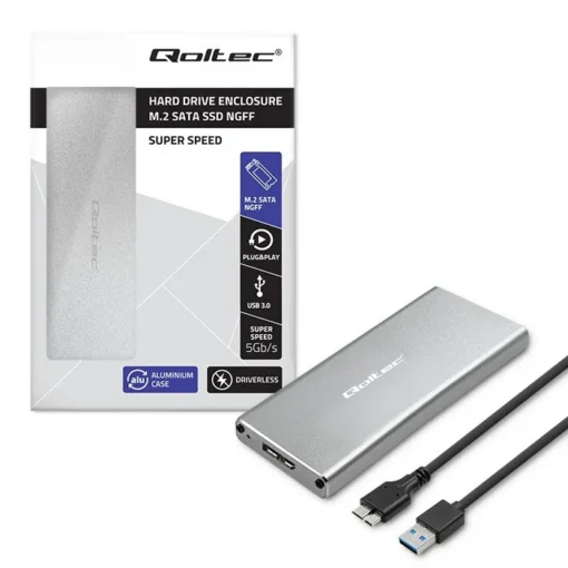 Qoltec Enclosure M.2 SSD drive SATA,NGFF,USB 3.0,2TB - Image 4