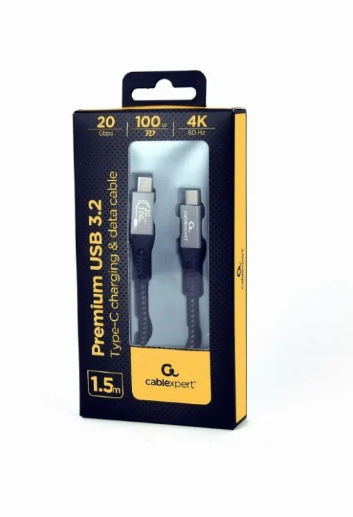 Gembird Premium USB-C 3.2 gen 2 20 Gbps 100W 1.5m PD - Image 2