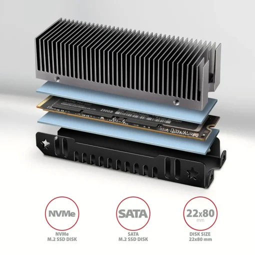 AXAGON CLR-M2XT passive ALU heatsink M.2 20mm heigh - Image 2