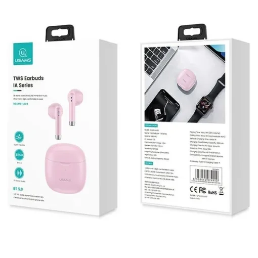 USAMS Bluetooth Headphones TW S 5.0 IA Series pink - Image 2