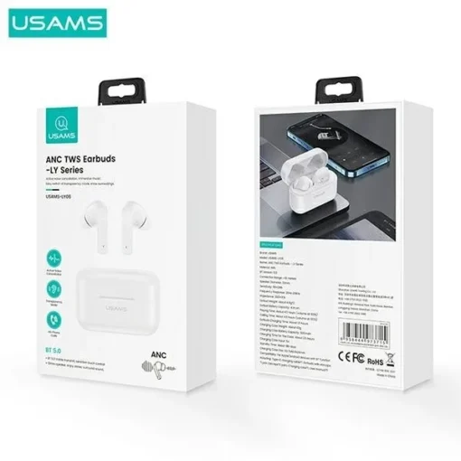 USAMS Bluetooth Headphones TW S 5.0 ANC LY Series Whi - Image 2