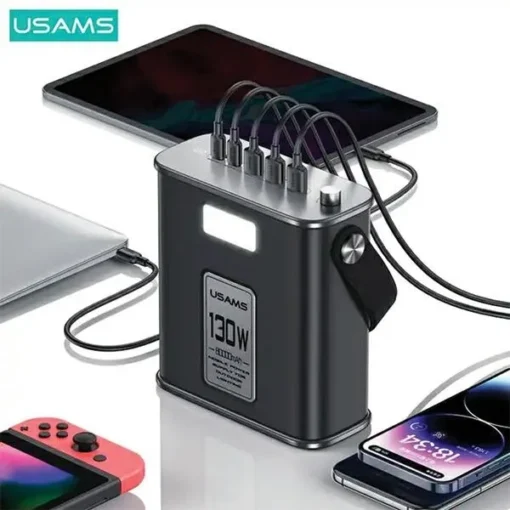 USAMS Powerbank 80000mAh 130W 2xUSB-C 3xUSB-A PD QC - Image 4