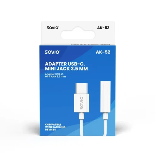 Savio Adapter AK-52 USB-C - Mini Jack 3,5 mm, Samsung - Image 2