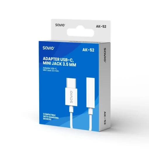 Savio Adapter AK-52 USB-C - Mini Jack 3,5 mm, Samsung - Image 3