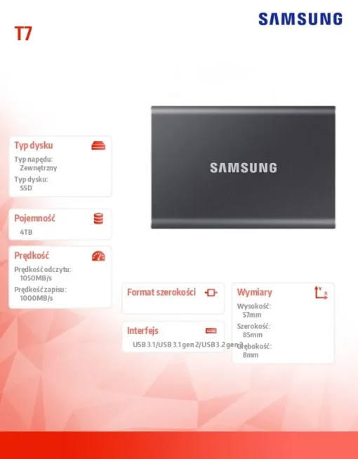 Samsung SSD Portable T7 drive 4TB USB3.2 Gen.2 grey - Image 5