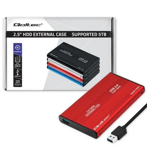 Qoltec Hard drive adapterUSB3.0 HDD/SSD 2.5 SATA3 red - Image 4