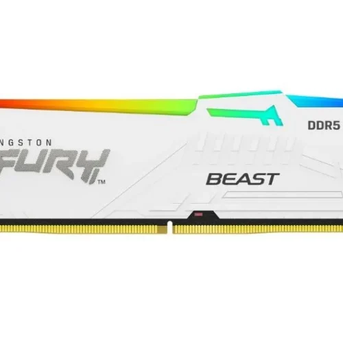 Kingston памет DDR5 Fury Beast RGB 16GB(1*16GB)/6400 CL32 бял