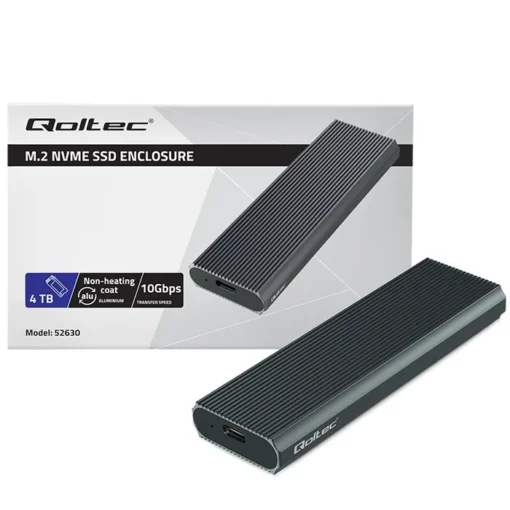 Qoltec Enclosure for M.2 SSD | NVMe | PCIe | USB3.1 | 10Gb/s | 4TB | Graphit - Image 3