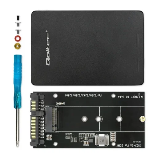 Qoltec Adapter for M.2 SSD | SATA NGFF do SATA III | 2TB | Super speed 6Gb/s | Black - Image 2