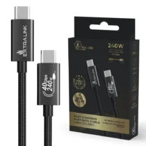 Extralink кабел USB Type-C to USB Type-C Smart Life Braided 240W 2m black