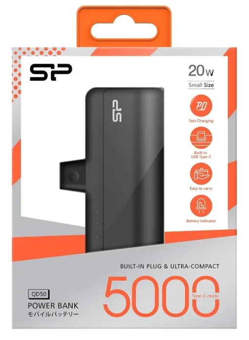 Silicon Power Power Bank QD50 USB-C 5000 mAh MINI black - Image 2